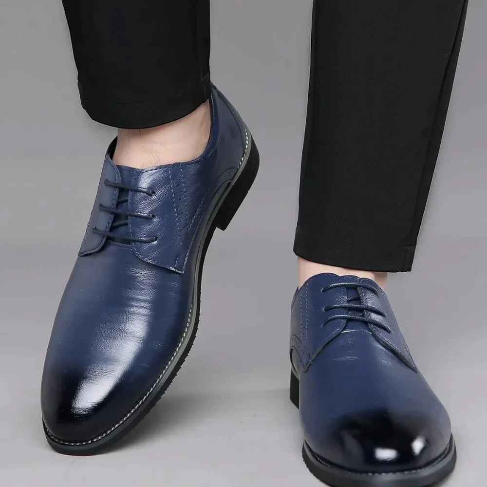 Santimon Men's US 6.5-11 Blue Casual Brogues Derby Lace Up Classic‎ Dress Shoes
